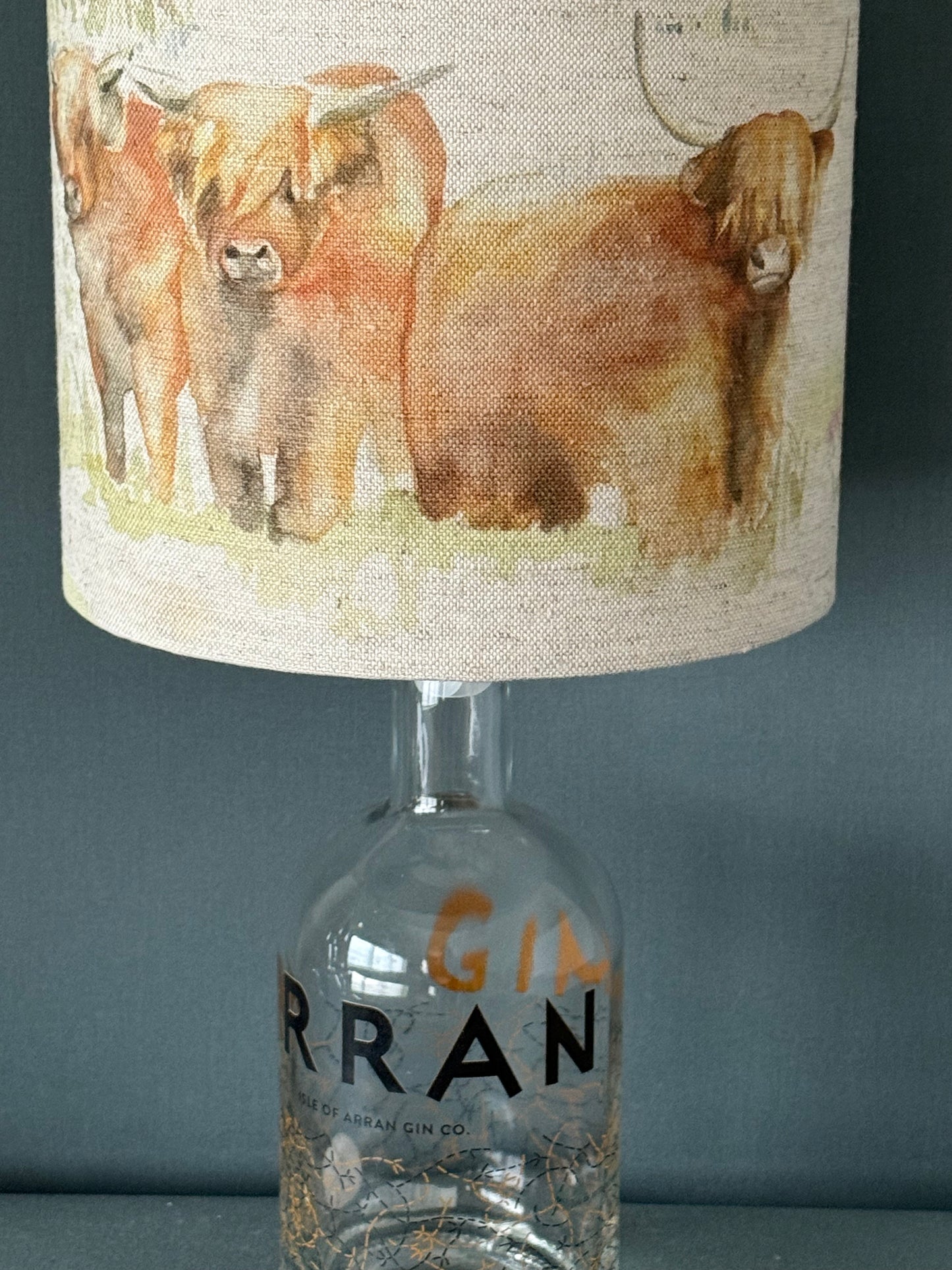 Arran Gin 'paired' with Highland Cow Fabric Shade