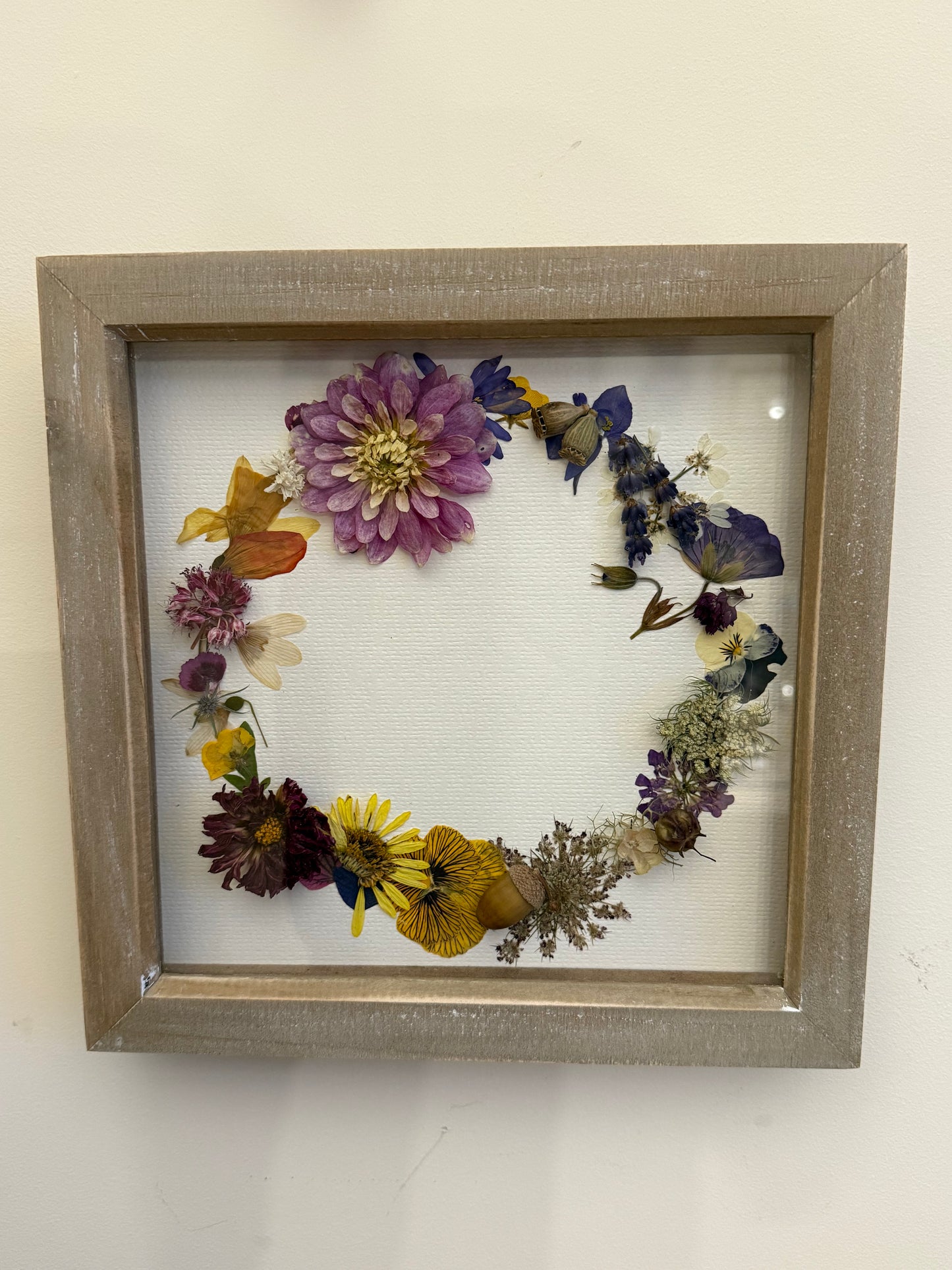 Floral Wreath Pressed & Dried Flower Art - Scottish Botanical Wall Picture