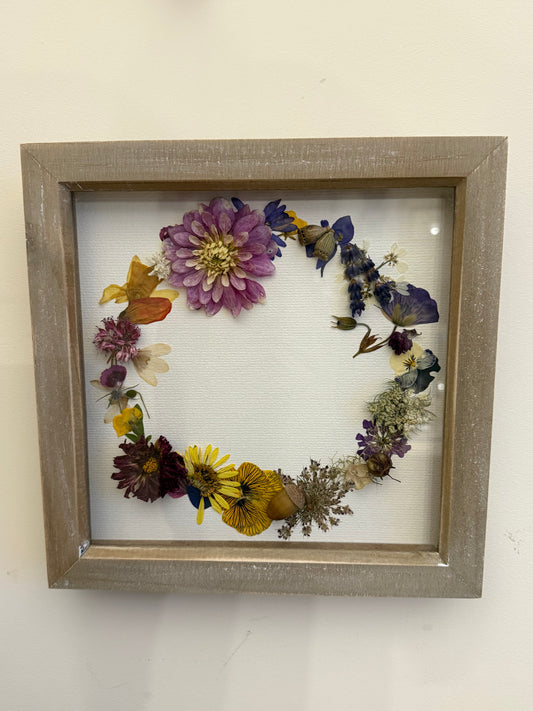 Floral Wreath Pressed & Dried Flower Art - Scottish Botanical Wall Picture