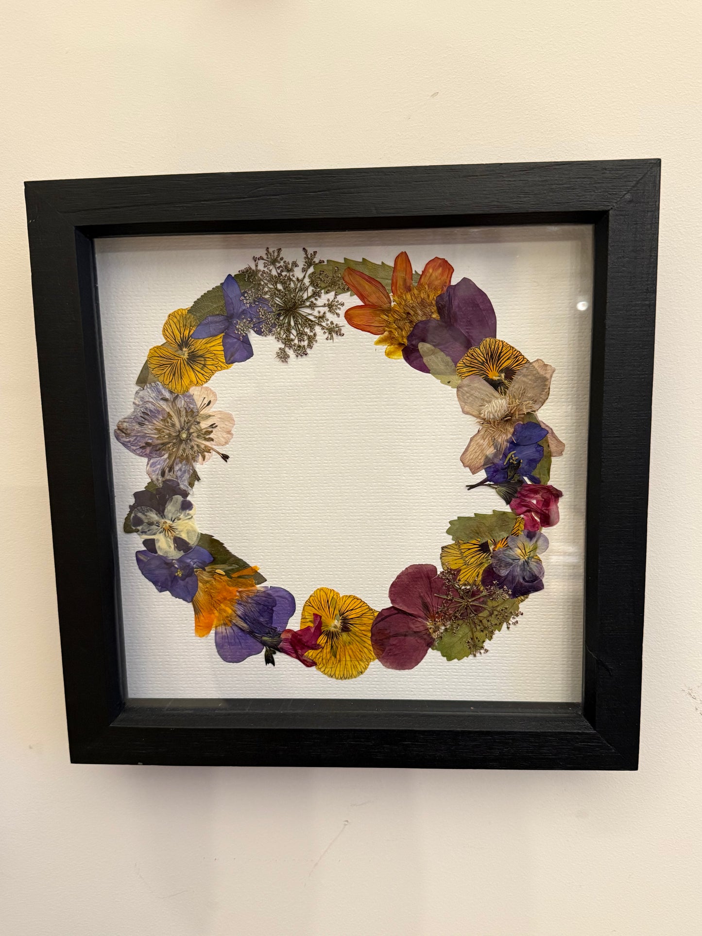 Floral Wreath Pressed Flower Art - Scottish Botanical Wall Picture