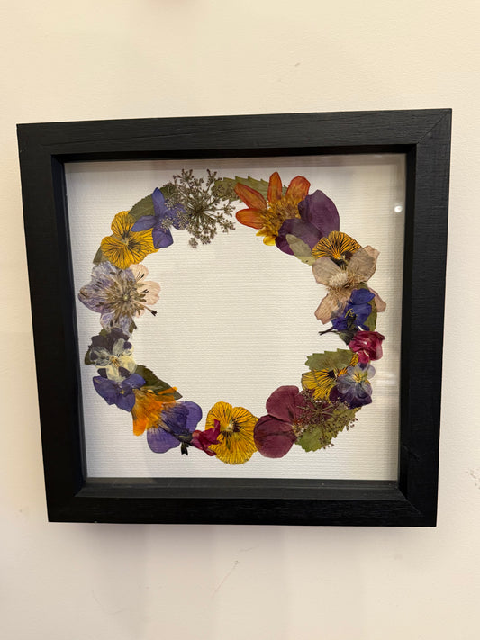 Floral Wreath Pressed Flower Art - Scottish Botanical Wall Picture