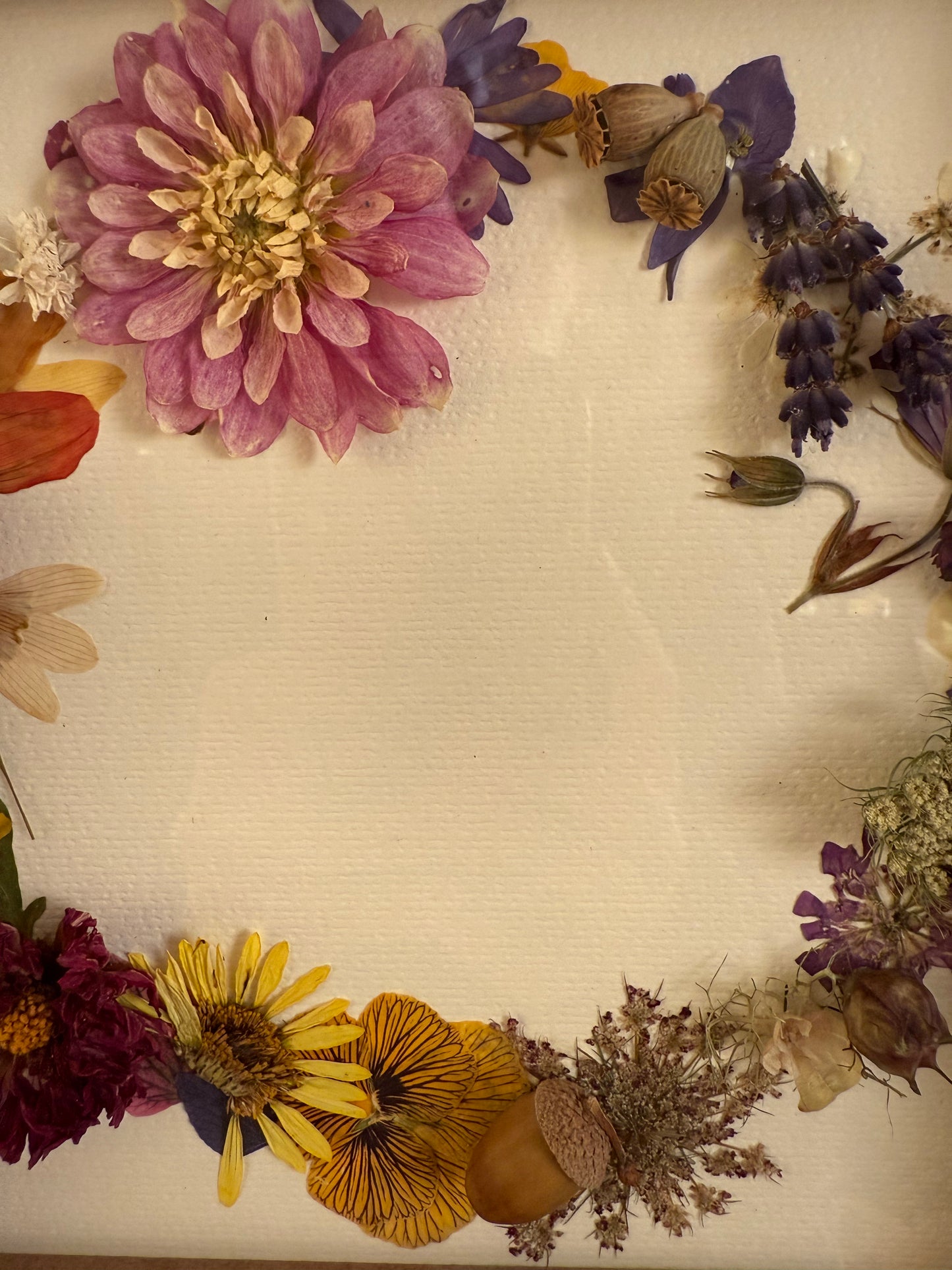 Floral Wreath Pressed & Dried Flower Art - Scottish Botanical Wall Picture