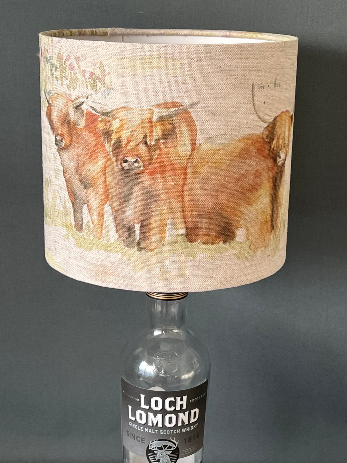 Loch Lomond 'paired' with Highland Cow Lampshade