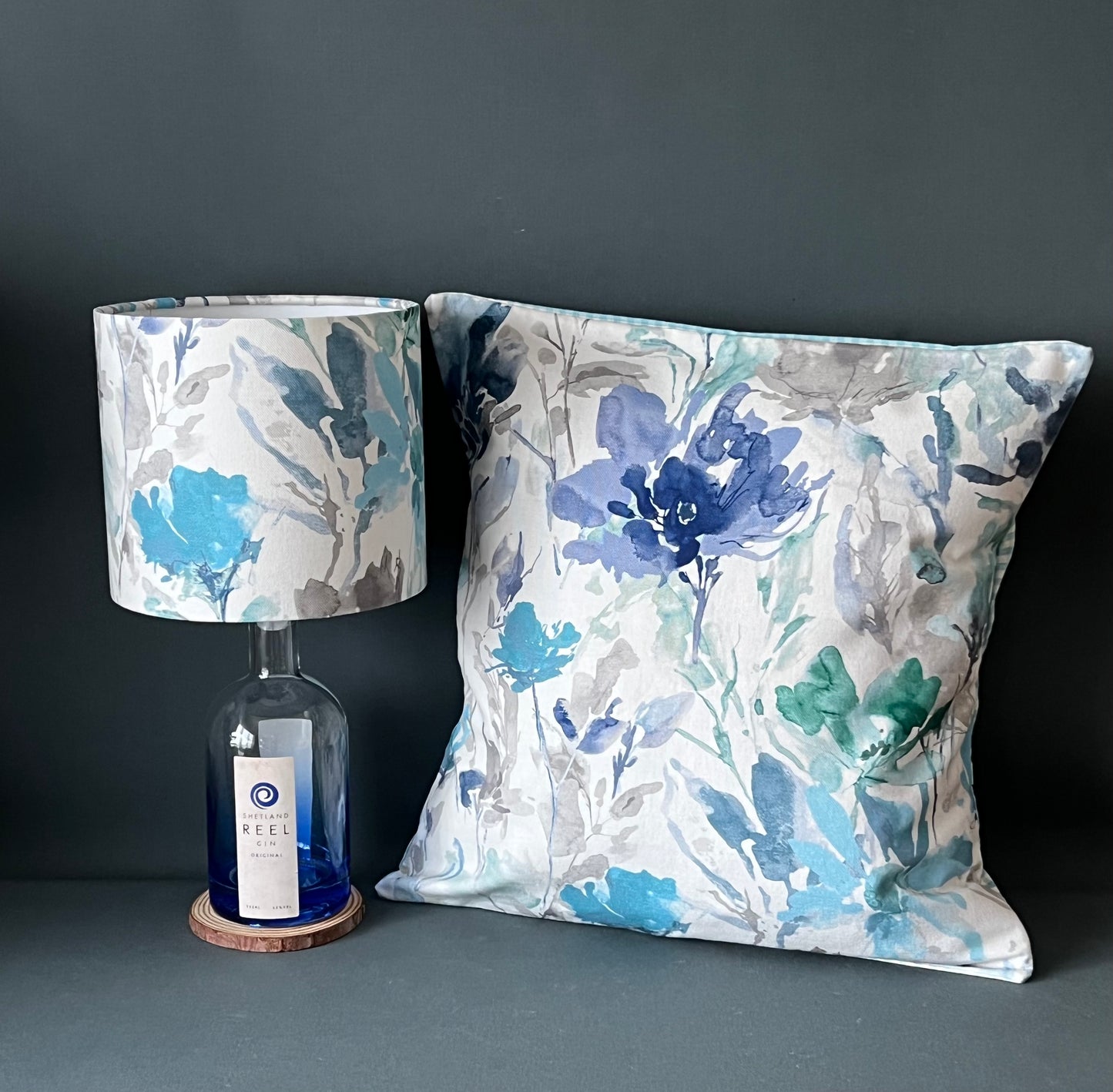 Shetland Reel Gin ‘paired’ with Cobalt Shade & matching cushion cover