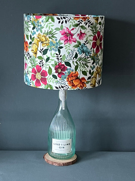 Lind & Lime Gin Bottle 'paired' with Spring Flowery Lampshade