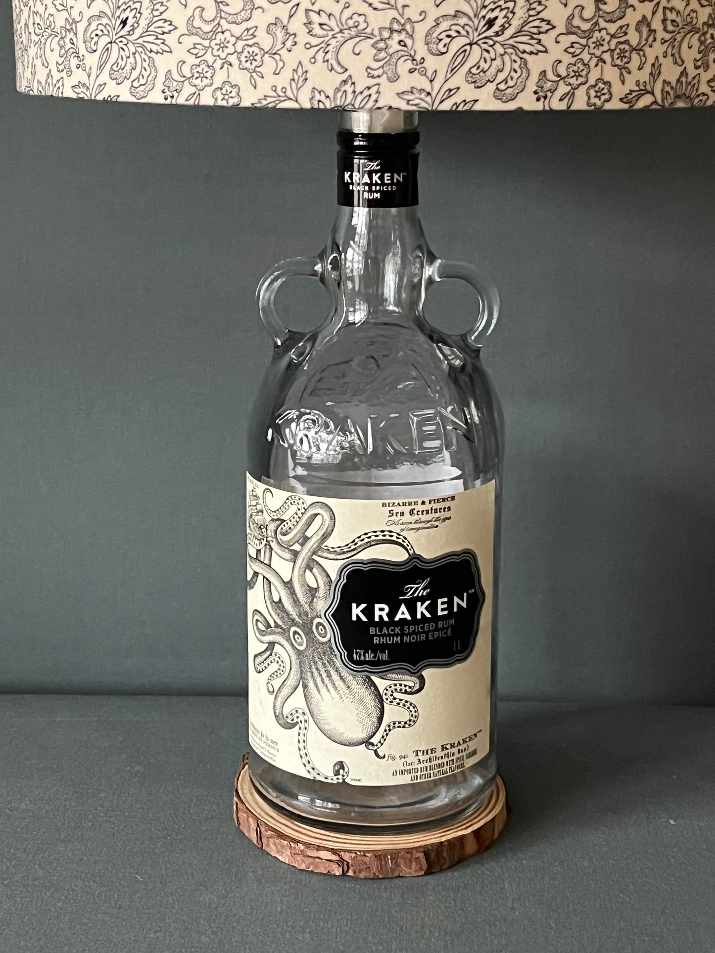 The Kraken Rum Bottle 'paired' with Natural Lampshade