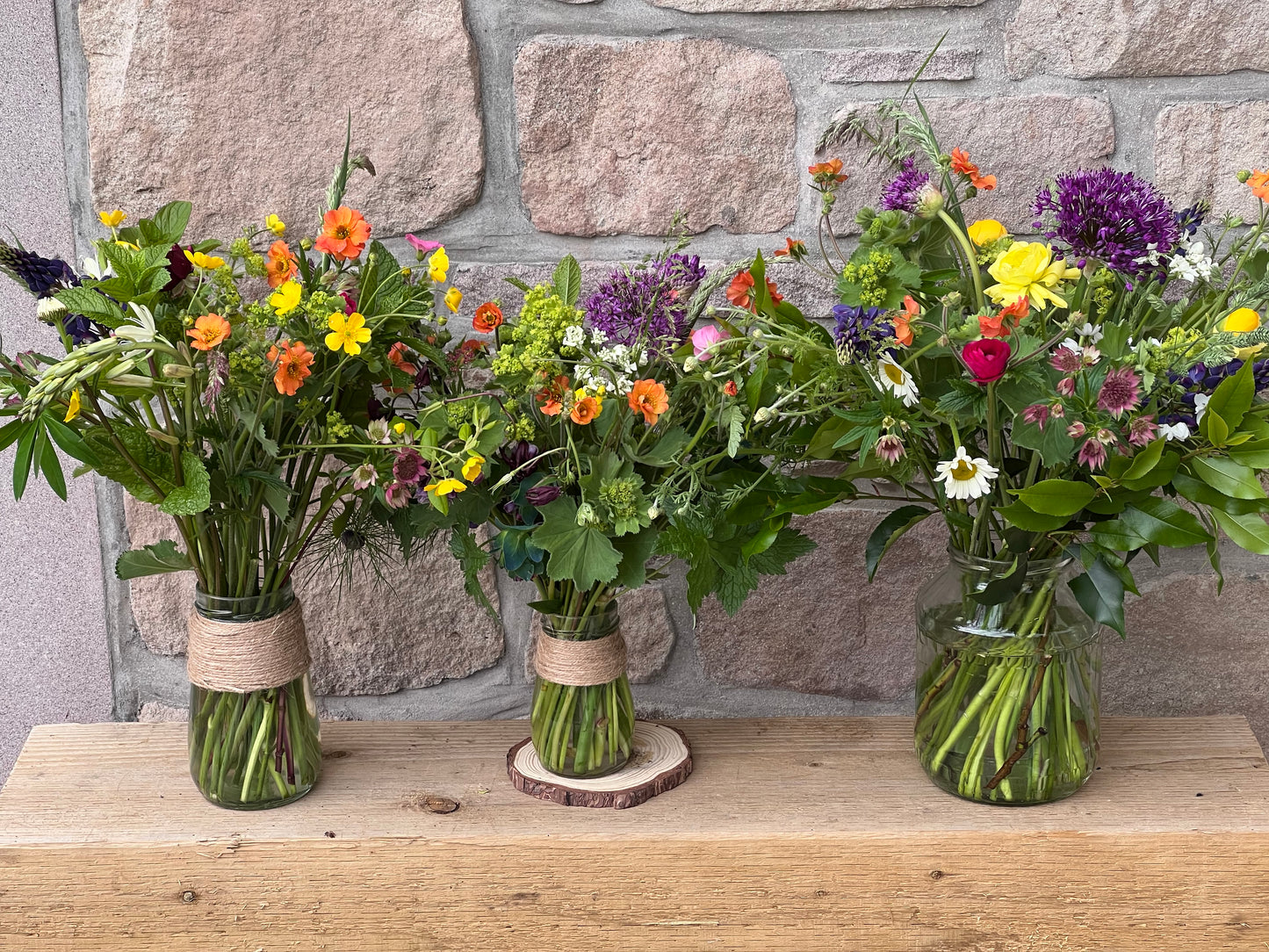 Wedding Flowers - Scottish Grown Low Vase Arrangements