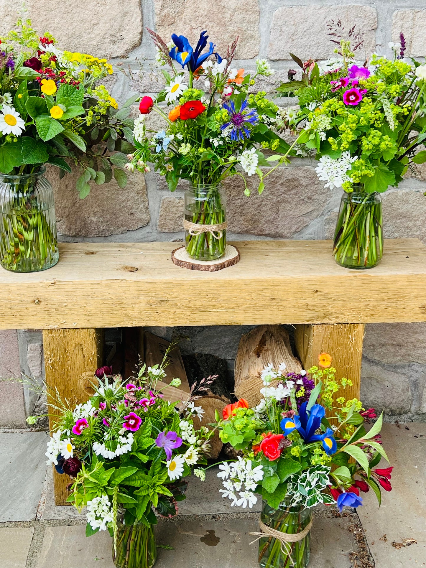 Wedding Flowers - Scottish Grown Low Vase Arrangements