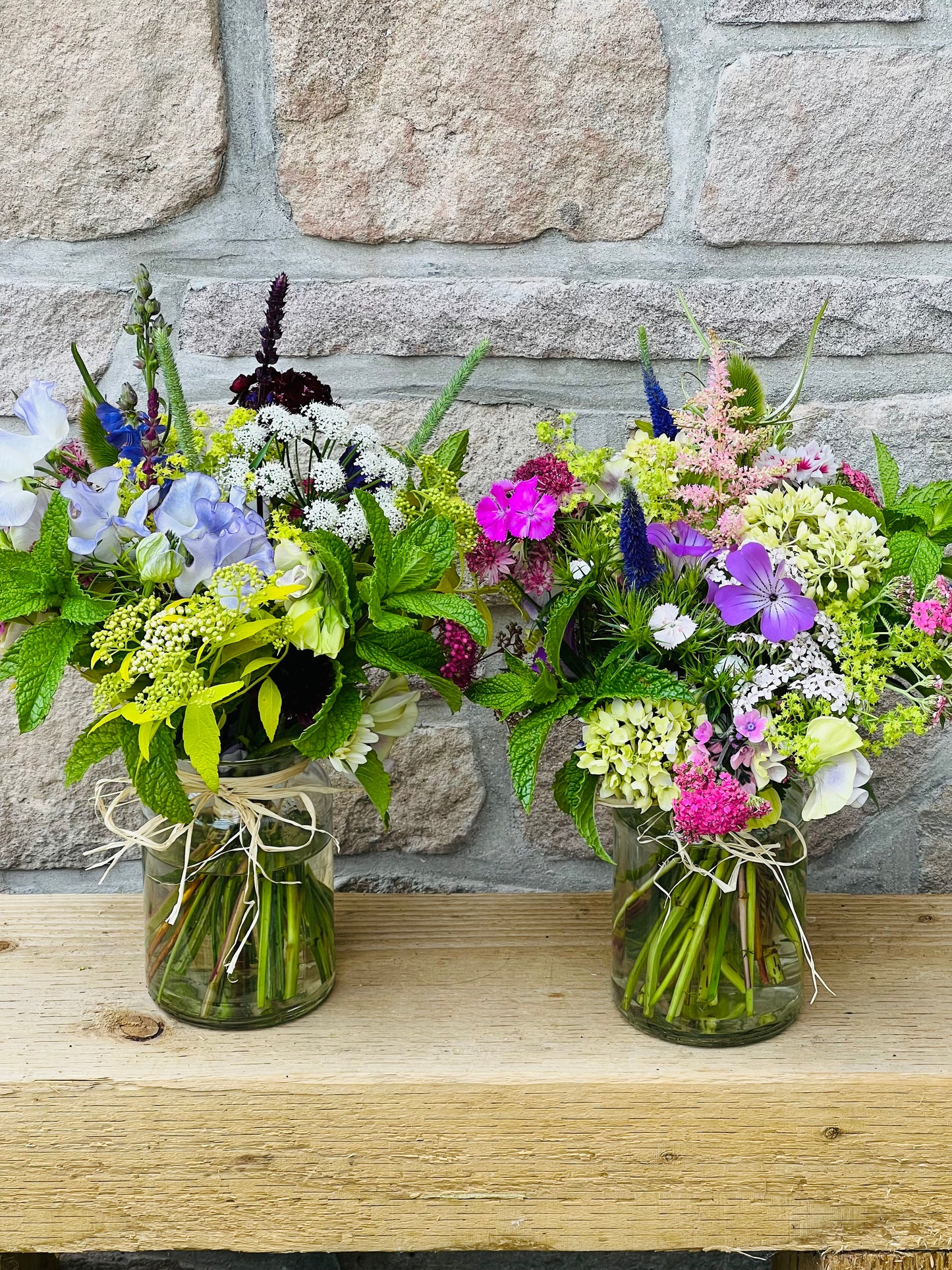 Wedding Flowers - Scottish Grown Low Vase Arrangements