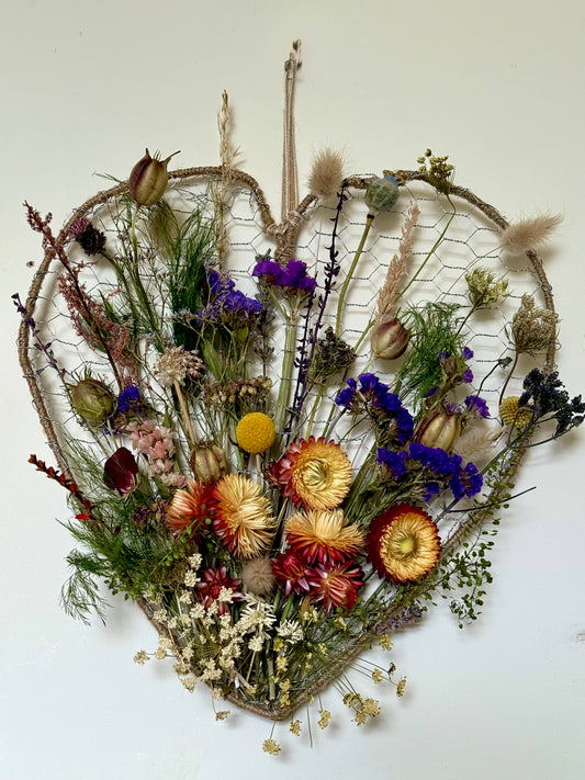 Everlasting Dried Flower Heart Wall Art