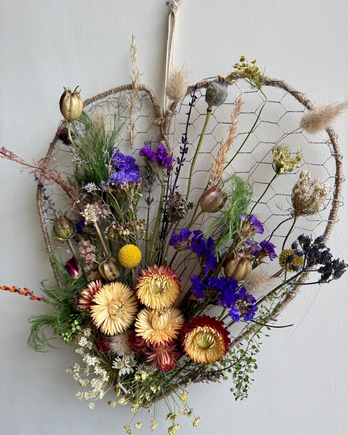 Everlasting Dried Flower Heart Wall Art