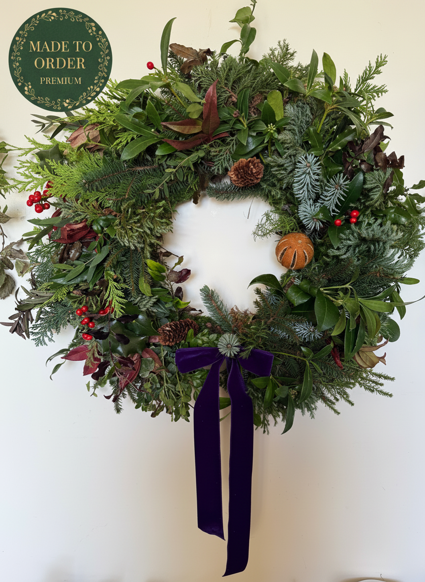 Made to Order Christmas Wreath with Red Ribbon